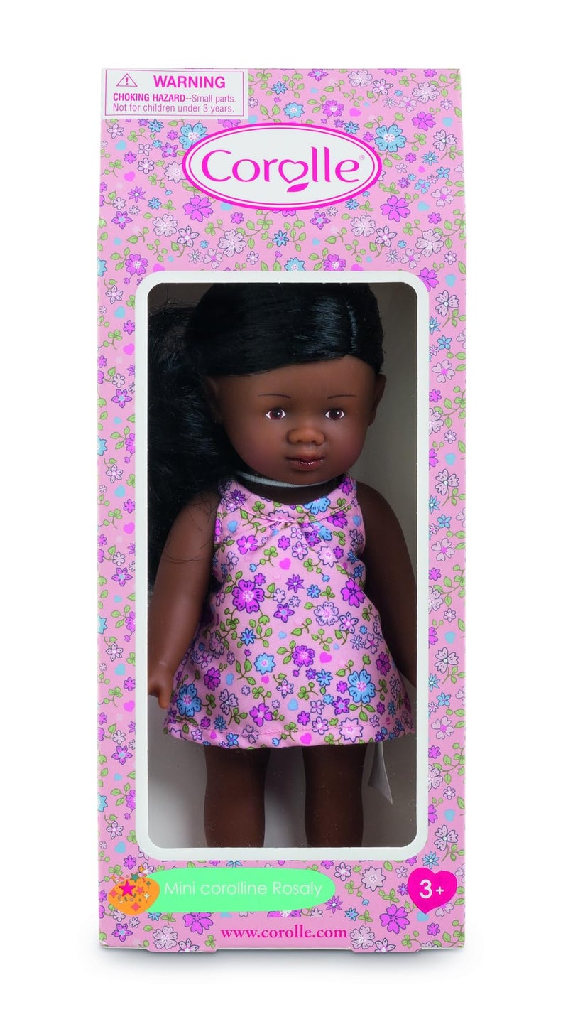 كورول دمية كورول ميني كورولين روزالي مقاس 8 بوصات بشعر أسود وفستان زهري للأطفال من سن 3 سنوات فما فوق - Image 2